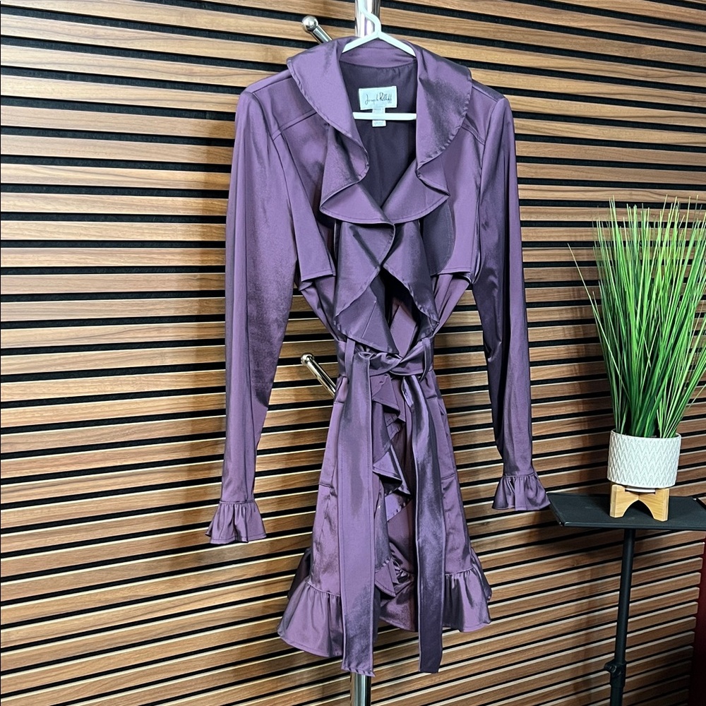 Purple Ruffled Lined Jacket - Joseph Ribkoff Size 10 - Perfect layering piece
